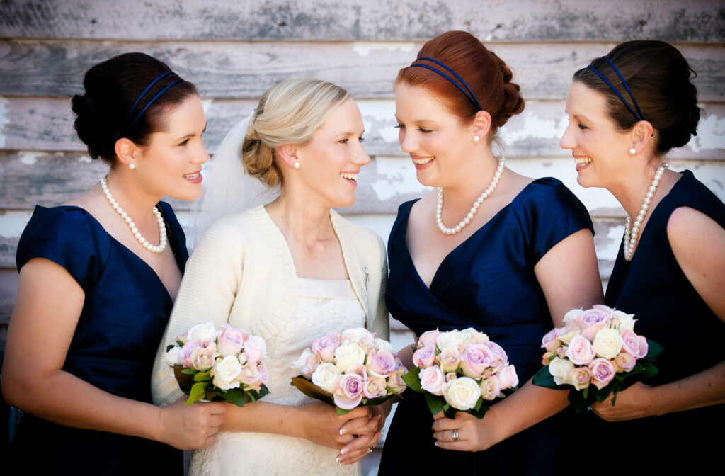 bride with bridesmaids