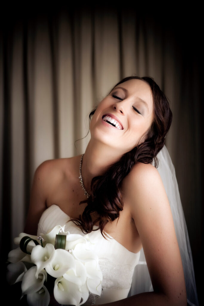 bride looking timeless and having fun