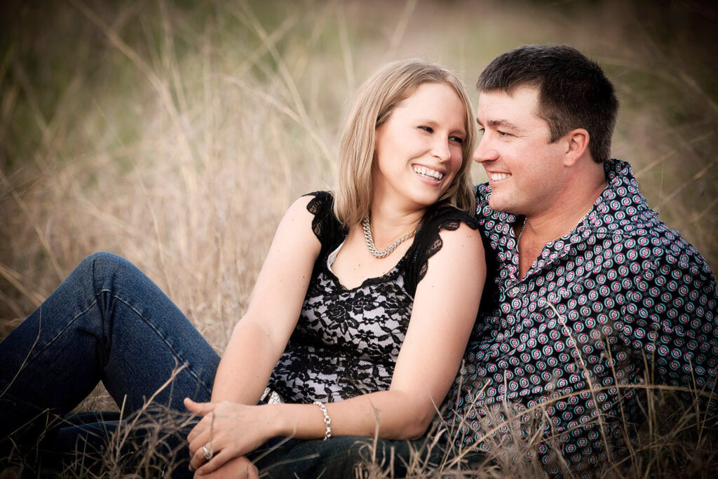 engaged couple having fun