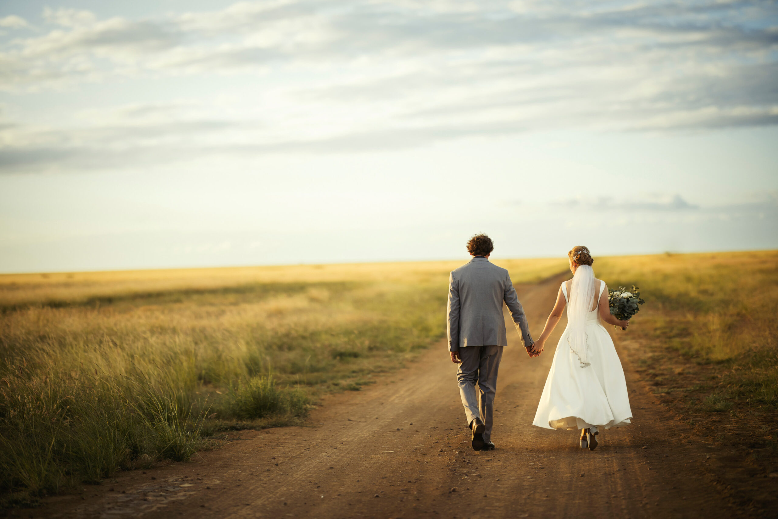 bride and groom rustic outback wedding