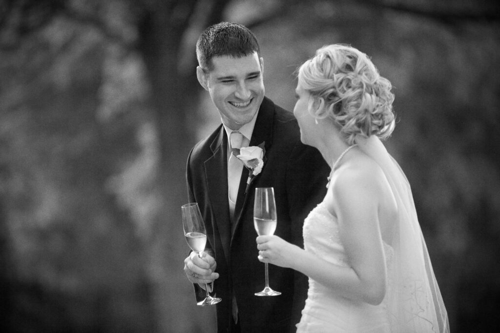 bride and groom having fun, relaxing moment together